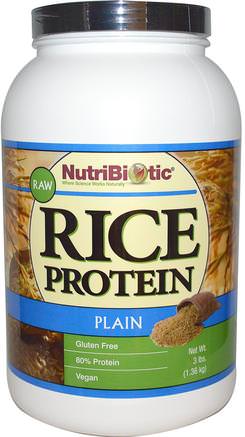 Raw, Rice Protein, Plain, 3 lbs (1.36 kg) by NutriBiotic-Kosttillskott, Protein, Risproteinpulver
