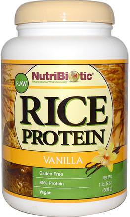 Raw Rice Protein, Vanilla, 1 lb 5 oz (600 g) by NutriBiotic-Kosttillskott, Protein, Risproteinpulver