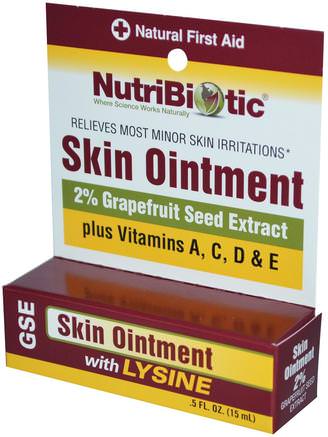 Skin Ointment, 2% Grapefruit Seed Extract with Lysine.5 fl oz (15 ml) by NutriBiotic-Kosttillskott, Grapefruktfrö Extrakt