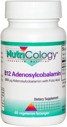 B12 Adenosylcobalamin, 60 Veggie Lozenges by Nutricology-Kosttillskott, Coenzymat B-Vitaminer, Vitamin B, Vitamin B12