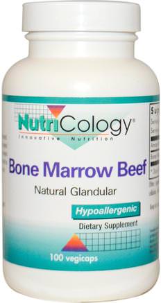Bone Marrow Beef, Natural Glandular, 100 Veggie Caps by Nutricology-Kosttillskott, Nötkreaturprodukter