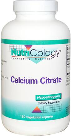 Calcium Citrate, 180 Veggie Caps by Nutricology-Kosttillskott, Mineraler, Kalciumcitrat