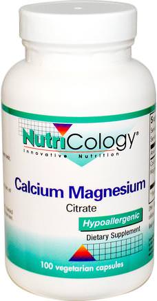 Calcium Magnesium, Citrate, 100 Veggie Caps by Nutricology-Kosttillskott, Mineraler, Kalcium Och Magnesium