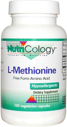 L-Methionine, 100 Veggie Caps by Nutricology-Kosttillskott, Aminosyror, L Metionin