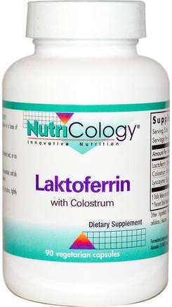 Laktoferrin, with Colostrum, 90 Veggie Caps by Nutricology-Kosttillskott, Laktoferrin, Nötkreaturprodukter, Kolostrum