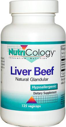 Liver Beef, Natural Glandular, 125 Veggie Caps by Nutricology-Kosttillskott, Leverprodukter, Desiccated Lever