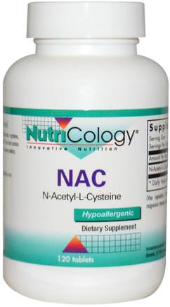NAC, N-Acetyl-L-Cysteine, 120 Tablets by Nutricology-Kosttillskott, Aminosyror, Nac (N Acetylcystein)