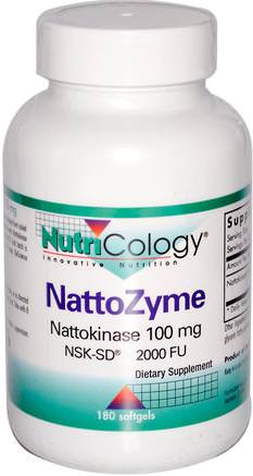 NattoZyme, Nattokinase, 100mg, 180 Softgels by Nutricology-Kosttillskott, Nattokinas, Hälsa, Blodtryck