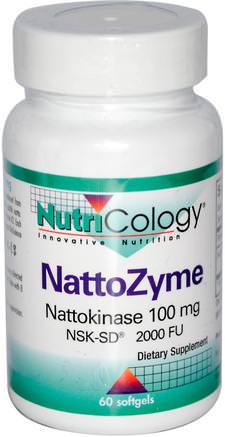 NattoZyme, Nattokinase, 100 mg, 60 Softgels by Nutricology-Kosttillskott, Nattokinas