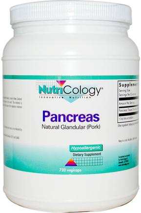 Pancreas, Natural Glandular (Pork), 720 Vegicaps by Nutricology-Kosttillskott, Bukspottkörtel