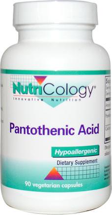 Pantothenic Acid, 90 Veggie Caps by Nutricology-Vitaminer, Vitamin B, Vitamin B5 - Pantotensyra