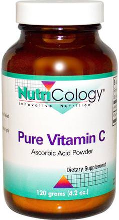 Pure Vitamin C, Powder, 4.2 oz (120 g) by Nutricology-Vitaminer, Vitamin C, Vitamin C Pulver Och Kristaller, Vitamin C Askorbinsyra