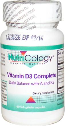 Vitamin D3 Complete, 60 Fish Gelatin Capsules by Nutricology-Vitaminer, Vitamin D3