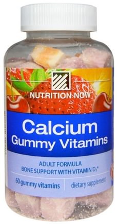 Calcium Gummy Vitamins, Adult Formula, Orange, Cherry & Strawberry, 60 Gummy Vitamins by Nutrition Now-Värmekänsliga Produkter, Vitaminer, Vitamin D Gummier