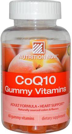 CoQ10 Gummy Vitamins, Peach Flavor, 60 Gummy Vitamins by Nutrition Now-Kosttillskott, Koenzym Q10, Coq10, Värmekänsliga Produkter