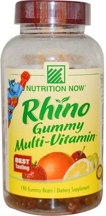 Rhino Gummy Multi-Vitamin, 190 Gummy Bears by Nutrition Now-Värmekänsliga Produkter, Vitaminer, Multivitamingummier