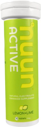 Active, Natural Electrolyte Enhanced Supplement, Lemon+Lime, 10 Tablets by Nuun-Sport, Fyllning Av Elektrolytdryck