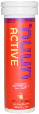 Active, Effervescent Electrolyte Supplement, Fruit Punch, 10 Tablets by Nuun-Sport, Fyllning Av Elektrolytdryck