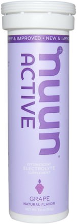 Active, Effervescent Electrolyte Supplement, Grape, 10 Tablets by Nuun-Sport, Fyllning Av Elektrolytdryck