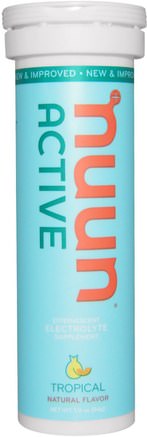 Active, Effervescent Electrolyte Supplement, Tropical, 10 Tablets by Nuun-Sport, Fyllning Av Elektrolytdryck