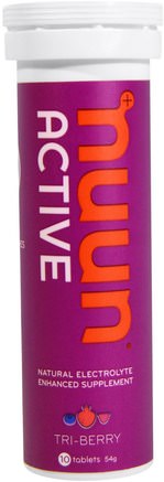 Active, Natural Electrolyte Enhanced Supplement, Tri-Berry, 10 Tablets by Nuun-Sport, Fyllning Av Elektrolytdryck