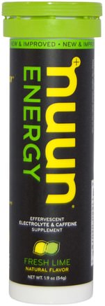Energy, Effervescent Electrolyte & Caffeine Supplement, Fresh Lime, 10 Tablets by Nuun-Sport, Fyllning Av Elektrolytdryck