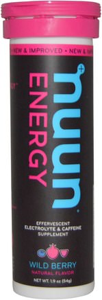 Energy, Effervescent Electrolyte & Caffeine Supplement, Wild Berry, 10 Tablets by Nuun-Sport, Fyllning Av Elektrolytdryck