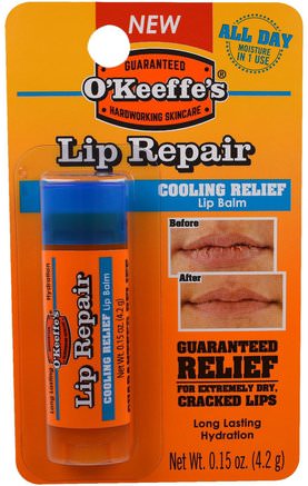 Lip Repair, Cooling Relief Lip Balm, 0.15 oz (4.2 g) by OKeeffes-Bad, Skönhet, Läppvård