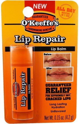 Lip Repair, Unflavored, 0.15 oz (4.2 g) by OKeeffes-Bad, Skönhet, Läppvård