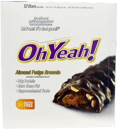 Almond Fudge Brownie, 12 Bars - 3 oz (85 g) Each by Oh Yeah!-Sport, Protein Barer