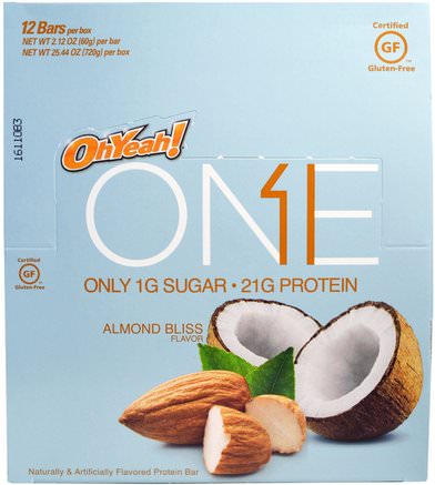 One Bar, Almond Bliss, 12 Bars, 2.12 oz (60 g) Each by Oh Yeah!-Sport, Protein Barer