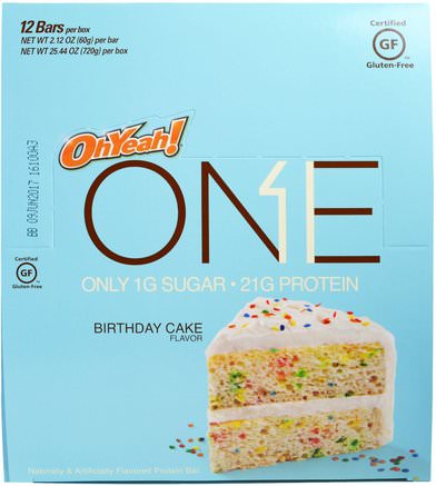 One Bar, Birthday Cake, 12 Bars, 2.12 oz (60 g) Each by Oh Yeah!-Sport, Protein Barer
