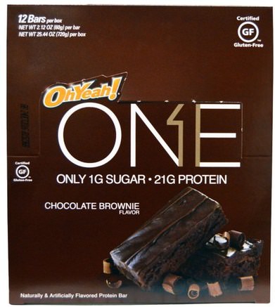 One Bar, Chocolate Brownie Flavor, 12 Bars, 2.12 oz (60 g) Each by Oh Yeah!-Sport, Protein Barer