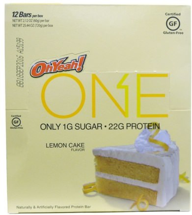 One Bar, Lemon Cake Flavor, 12 Bars, 2.12 oz (60 g) Each by Oh Yeah!-Sport, Protein Barer