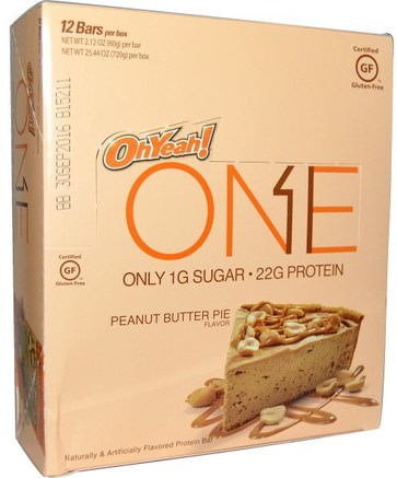 One Bar, Peanut Butter Pie Flavor, 12 Bars, 2.12 oz (60 g) Each by Oh Yeah!-Sport, Protein Barer