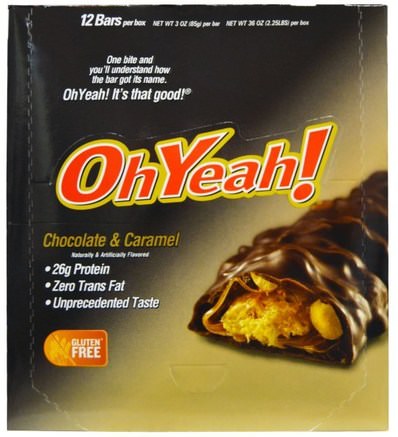 Protein Bars, Chocolate & Caramel, 12 Bars, 3 oz (85 g) by Oh Yeah!-Sport, Protein Barer