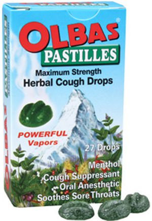 Pastilles, Herbal Cough Drops, Maximum Strength, Menthol, 27 Drops by Olbas Therapeutic-Hälsa, Lung Och Bronkial, Hosta Droppar