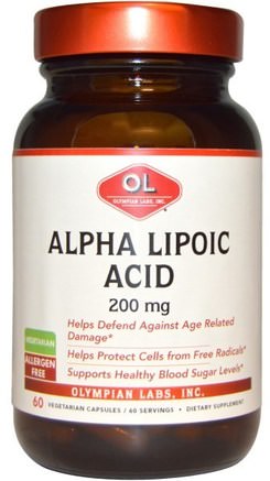 200 mg, 60 Veggie Caps by Olympian Labs Alpha Lipoic Acid-Kosttillskott, Antioxidanter, Alfa-Liposyra, Alfa-Liposyra 200 Mg