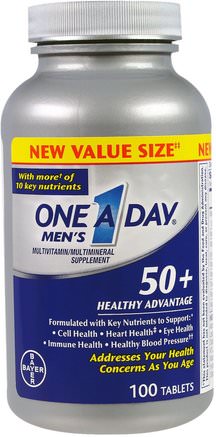 Mens 50+, Healthy Advantage, Multivitamin/Multimineral Supplement, 100 Tablets by One-A-Day-Vitaminer, Multivitaminer - Seniorer, Män Multivitaminer