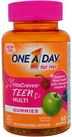 One A Day for Her, VitaCraves, Teen Multi, 60 Gummies by One-A-Day-Vitaminer, Multivitaminer, Barn Multivitaminer