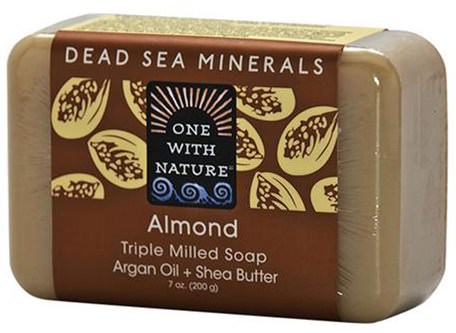 Almond Soap Bar, 7 oz (200 g) by One with Nature-Bad, Skönhet, Tvål, Argan