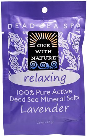 Dead Sea Mineral Salts, Relaxing, Lavender, 2.5 oz (70 g) by One with Nature-Bad, Skönhet, Badsalter