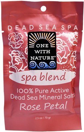 Dead Sea Mineral Salts, Spa Blend, Rose Petal, 2.5 oz (70 g) by One with Nature-Bad, Skönhet, Badsalter