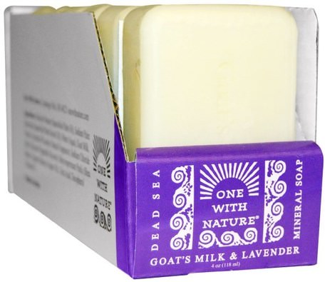 Dead Sea Mineral Soap, Goats Milk & Lavender, 6 Bars, 4 oz Each by One with Nature-Bad, Skönhet, Tvål
