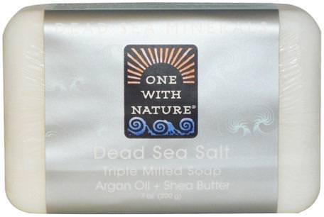 Dead Sea Salt Soap Bar, 7 oz (200 g) by One with Nature-Bad, Skönhet, Tvål, Argan