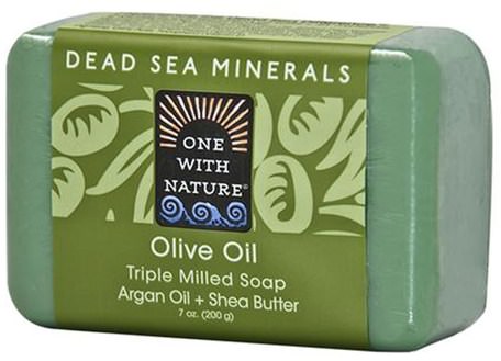 Olive Oil, Triple Milled Soap Bar, 7 oz (200 g) by One with Nature-Bad, Skönhet, Tvål, Argan