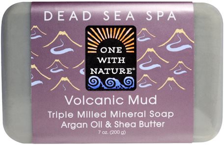 Triple Milled Mineral Soap, Volcanic Mud, 7 oz (200 g) by One with Nature-Bad, Skönhet, Tvål