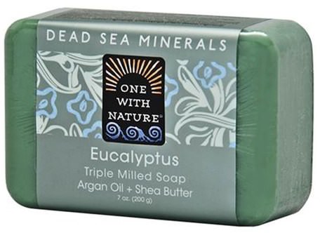 Triple Milled Soap Bar, Eucalyptus, 7 oz (200 g) by One with Nature-Bad, Skönhet, Tvål, Sheasmör