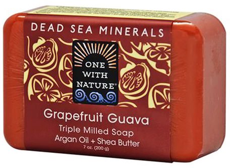 Triple Milled Soap Bar, Grapefruit Guava, 7 oz (200 g) by One with Nature-Bad, Skönhet, Tvål, Sheasmör