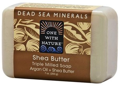 Triple Milled Soap Bar, Shea Butter, 7 oz (200 g) by One with Nature-Bad, Skönhet, Tvål, Sheasmör